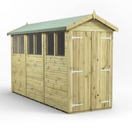 Power 12x4 Premium Apex Wooden Shed Optional Double Doors
