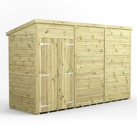 Power 12x4 Premium Pent Windowless Wooden Shed Double Doors