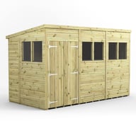 Power 12x6 Premium Pent Wooden Shed Optional Double Doors