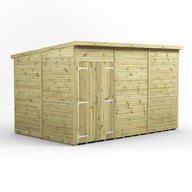 Power 12x8 Premium Pent Windowless Wooden Shed Double Doors
