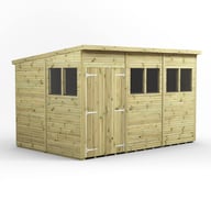 Power 12x8 Premium Pent Wooden Shed Optional Double Doors