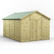Power 14x10 Premium Apex Windowless Wooden Shed Double Doors
