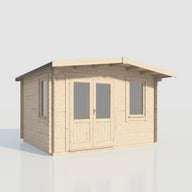 Power 14x12 Chalet Log Cabin 28mm Doors Left