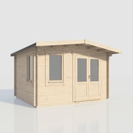 Power 14x12 Chalet Log Cabin 28mm Doors Right