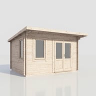Power 14x12 Pent Log Cabin 28mm Door Right