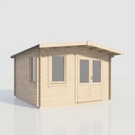 Power 14x14 Chalet Log Cabin 28mm Doors Right