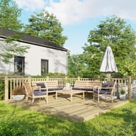 Power 14x14 Wooden Decking Kit with Two Handrails