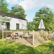 Power 14x16 Wooden Decking Kit with Three Handrails