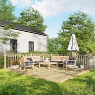 Power 14x16 Wooden Decking Kit with Two Handrails