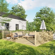Power 14x18 Wooden Decking Kit with Three Handrails