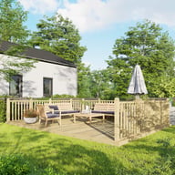 Power 14x20 Wooden Decking Kit with Three Handrails