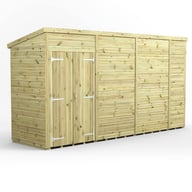 Power 14x4 Premium Pent Windowless Wooden Shed Double Doors