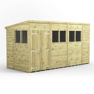 Power 14x6 Premium Pent Wooden Shed Optional Double Doors