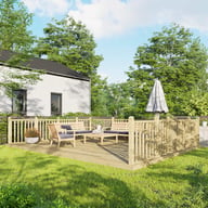 Power 16x20 Wooden Decking Kit with Three Handrails