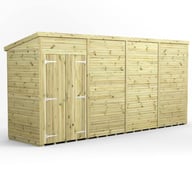 Power 16x4 Premium Pent Windowless Wooden Shed Double Doors