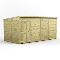 Power 16x8 Premium Pent Windowless Wooden Shed Double Doors