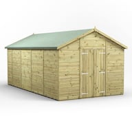 Power 18x10 Premium Apex Windowless Wooden Shed Double Doors