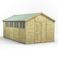 Power 18x10 Premium Apex Wooden Shed Optional Double Doors