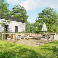 Power 18x20 Wooden Decking Kit with Two Handrails