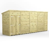 Power 18x4 Premium Pent Windowless Wooden Shed Double Doors