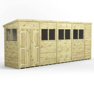 Power 18x4 Premium Pent Wooden Shed Optional Double Doors