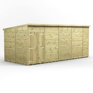 Power 18x8 Premium Pent Windowless Wooden Shed Double Doors