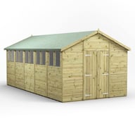 Power 20x10 Premium Apex Wooden Shed Optional Double Doors
