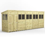 Power 20x4 Premium Pent Wooden Shed Optional Double Doors