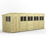 Power 20x6 Premium Pent Wooden Shed Optional Double Doors