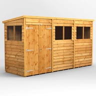 Power 12x4 Overlap Pent Wooden Shed Double Door