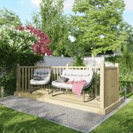 Power 4x12 Wooden Decking Kit with Three Handrails