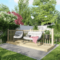 Power 4x12 Wooden Decking Kit with Two Handrails