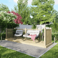 Power 4x14 Wooden Decking Kit with Three Handrails