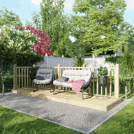 Power 4x14 Wooden Decking Kit with Two Handrails