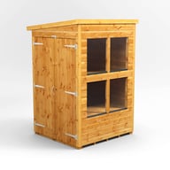 Power 4x4 Pent Potting Shed Double Door