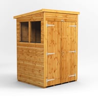 Power 4x6 Pent Wooden Shed Double Doors