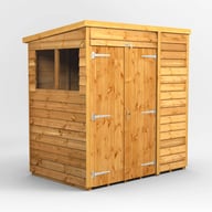Power 6x4 Overlap Pent Wooden Shed Double Door