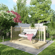 Power 4x8 Wooden Decking Kit with Two Handrails