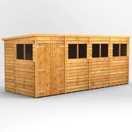 Power 16x6 Overlap Pent Wooden Shed Double Door