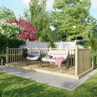 Power 6x16 Wooden Decking Kit with Three Handrails
