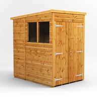 Power 4x6 Pent Wooden Shed Double Doors