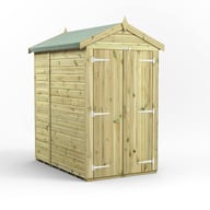 Power 6x4 Premium Apex Windowless Wooden Shed Double Doors