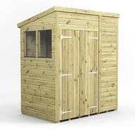 Power 6x4 Premium Pent Wooden Shed Optional Double Doors