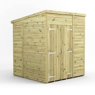 Power 6x6 Premium Pent Windowless Wooden Shed Double Doors