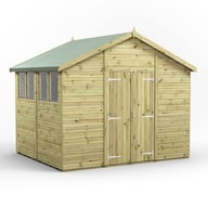 Power 8x10 Premium Apex Wooden Shed Optional Double Doors