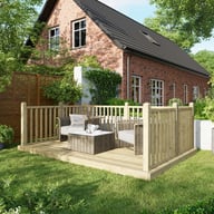Power 8x12 Wooden Decking Kit with Three Handrails
