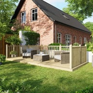 Power 8x18 Wooden Decking Kit with Three Handrails