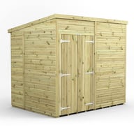 Power 8x6 Premium Pent Windowless Wooden Shed Double Doors