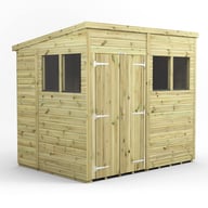 Power 8x6 Premium Pent Wooden Shed Optional Double Doors