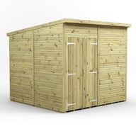 Power 8x8 Premium Pent Windowless Wooden Shed Double Doors